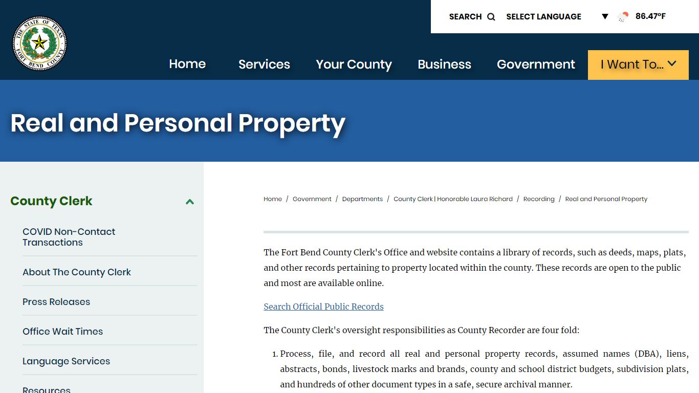 Real and Personal Property | Fort Bend County, TX